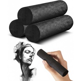 Gueevin 10 Pcs Jumbo Willow Charcoal Sticks 0.79-0.94 Inch Large Soft Willow Charcoal Chunky Drawing for Sketching Artist Supplies, Black