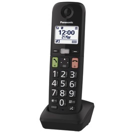 Panasonic KX-TGUA10EXB Additional Handset for KX-TGU130/KX-TGU110 Digital Cordless Phones - Large Buttons, Favourites Button, Hearing Aid Compatible, Main Unit Required, Black