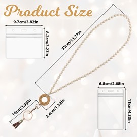 FdcLixuvol Lanyard with Id Holder Wood Beaded Lanyards for Id Badges and Keys Boho Cute Retractable Lanyard with Key Ring for Working Women and Teacher