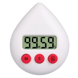 Water Drop Shaped Shower Timer, Portable Digital Countdown Timer with Alarm Clock and Suction Cup for Bathroom and Kitchen, Save Energy and Reduce Bills (White)