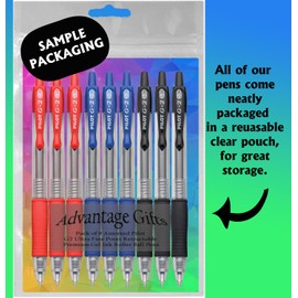 Advantage Gifts G2 Mini Premium Rolling Ball Gel Pens, Fine 0.7 Mm, Lime Ink 3-pk; Premium Comfort Grip, Bundle with Plastic Reusable Pouch