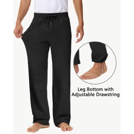 MIVEI Men's 30" Cotton Yoga Sweatpants - Athletic Casual Lounge Open Bottom Straight Leg Loose Sweat Pants with Zip Pockets