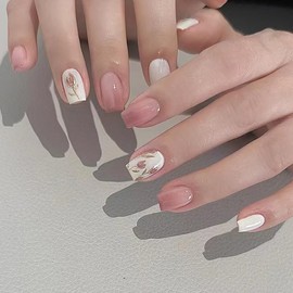 [ALLEVG] Nail Tips, 24 Pieces, Nail Tips, Red, Japanese Style, Short, Autumn, Winter, Popular, Japanese Style, Cute, Simple, Stylish, Coming of Age Ceremonies, School Entrance Ceremonies, Graduation