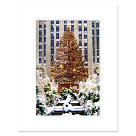 "Rockefeller Center Christmas Tree" - Fine Art Matted Print from NYC Collection, Image 7x10.5, Mat 11x14 Inch, Ready to Frame, Made in USA