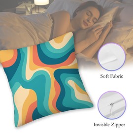 SKYDAWNY Abstract Groovy Waves Pillow Covers,Boho Geometric Throw Pillow Cases 18x18 in Decorative Double-Sided Square Pillowcases Set of 2 for Home Decor Living Room Sofa Bedroom Outdoor