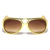 Chrome Party Aviator Elvis Star Sunglasses Men Women (BROWN/GOLD)