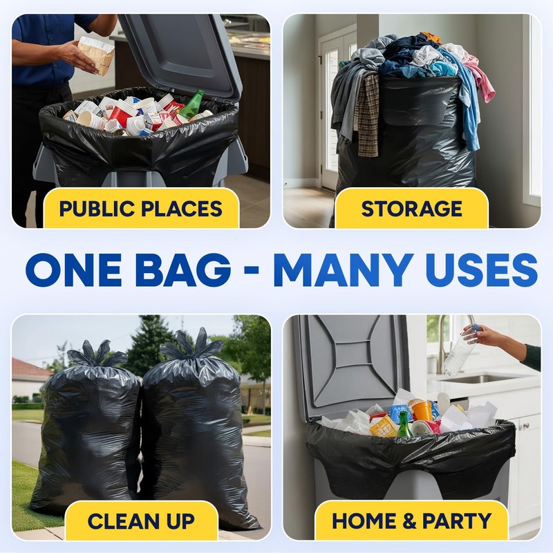 Plastic Prince 64-65 Gallon Trash Bags Heavy Duty with Flap