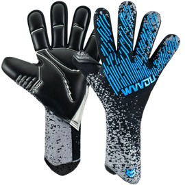 WVVOU Soccer Goalie Gloves Youth Adults, High Performance Goalkeeper Gloves, Breathable Soccer Gloves, 4+3mm Super Grip for The Toughest Saves (BlackBlue, 9)