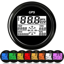 BYYOUIV 85mm Digital GPS Speedometer Odometer for Car, Boat, Motorcycle - 8 Color Backlight (Black)