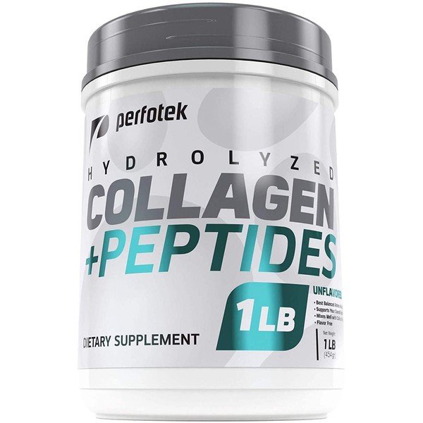 Perfotek Hydrolyzed Collagen Peptides Powder Pasture Raised Cattle NonGMO GrassFed GlutenFree Unflavored and Easy to Mix Premium Beef Protein Keto Diet 1 LB (Package May Vary)