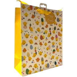 Pack Of 3 Chicks Bunnies Gift Bag Easter Medium/Large - Wrapping Ribbon Gift Tag Present Eggs (Chicks, Medium)