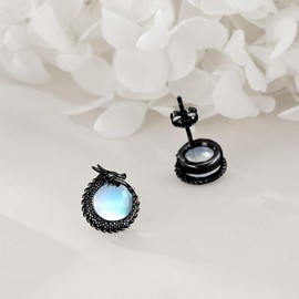 POPLYKE Dragon/Horseshoe Cross/Axolotl/Mushroom Hedgehog/Mermaid/Cardinal Earrings for Women Sterling Silver Moonstone Animal Earrings Jewelry Gift for Girls, Sterling Silver, No Gemstone