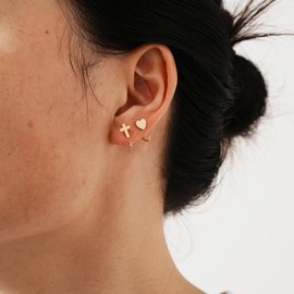 Small Hoop Earrings, 925 Sterling Silver Half Earrings, Ball Huggie Hoops, Half Cartilage Earrings, Hanging Earrings for Women and Girls, No gemstone.