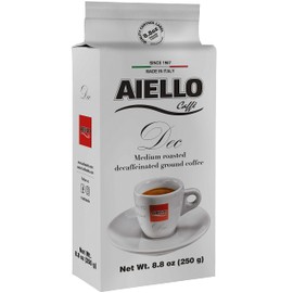 Aiello Caffe 4-Pack Naturally Decaffeinated Premium Ground Medium Roasted Gourmet Italian Coffee 8.8 oz
