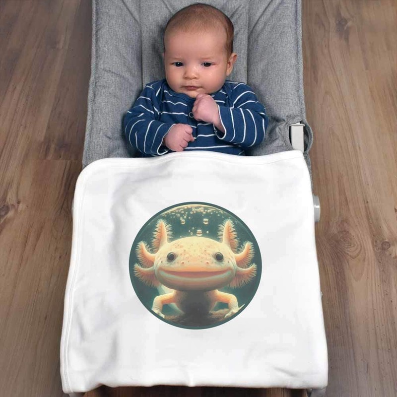 Azeeda 'Smiling Axolotl' Cotton Baby Blanket/Shawl (BY00039769)
