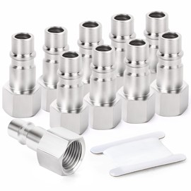 ERGAOBOY Pack of 10 1/4 Inch BSP Thread Internal Thread Industrial Steel Air Connectors Accessories for Pneumatic Tools Quick Coupling Connections Pneumatic Plug