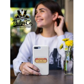 VulgrCo Smile Happy Face Hot Dog Mustard Cartoon Food Funny Sticker Vinyl Waterproof UV Resistant Decal For Phones Laptops Water Bottles Tumblers Boats Cars Trucks Windows Kayak 3" inch Bumper