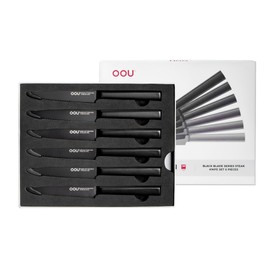 OOU Steak Knives Set of 6, 4.5" German High Carbon Stainless Steel Steak Knife Set, Serrated Steak Knives, Dishwasher Safe & Rust-Resistant Kitchen Knife Sets