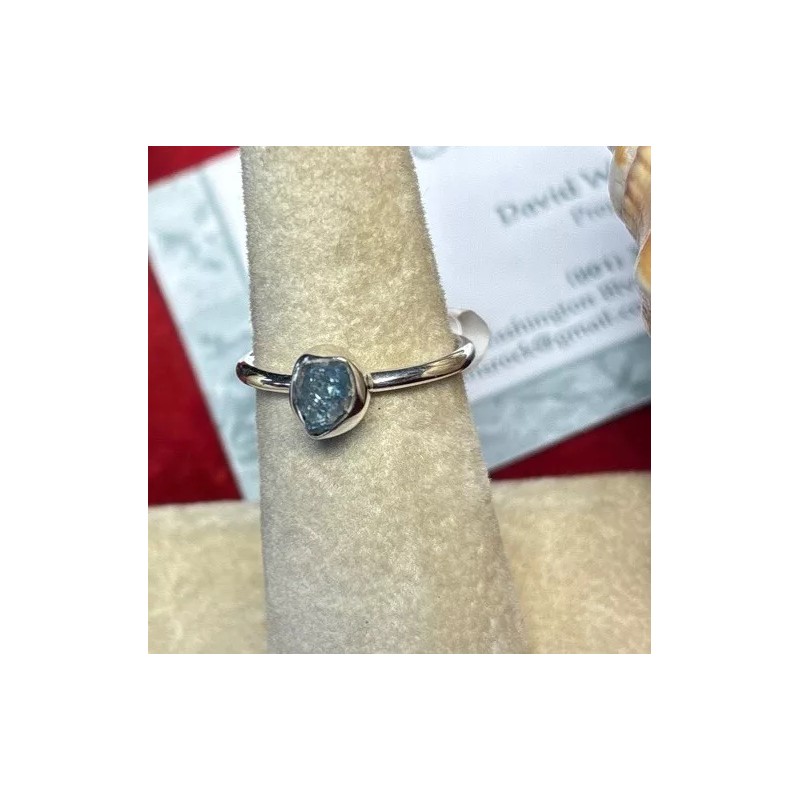 Natural Creations sterling silver stackable ring Size 7 Aquamarine Raw