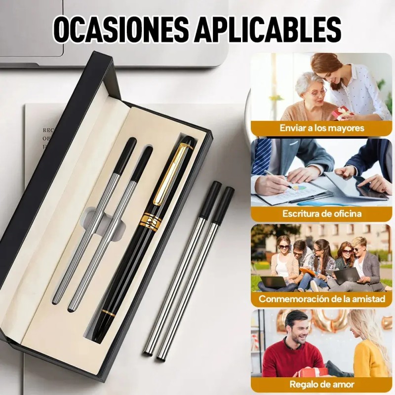 Pluma Elegante Premium De 2 Piezas - ¡incluye 8 Repuestos!