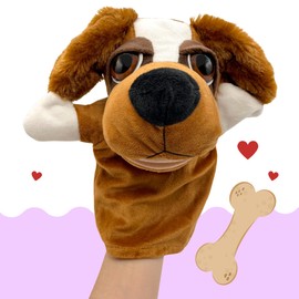 PLAYZOCO Hand Puppet Dog Plush Doll Dog Hand Puppet Finger Puppet Doll Animal Doll Educational Toy Plush Cotton Material PP Size 25 cm Dog Design