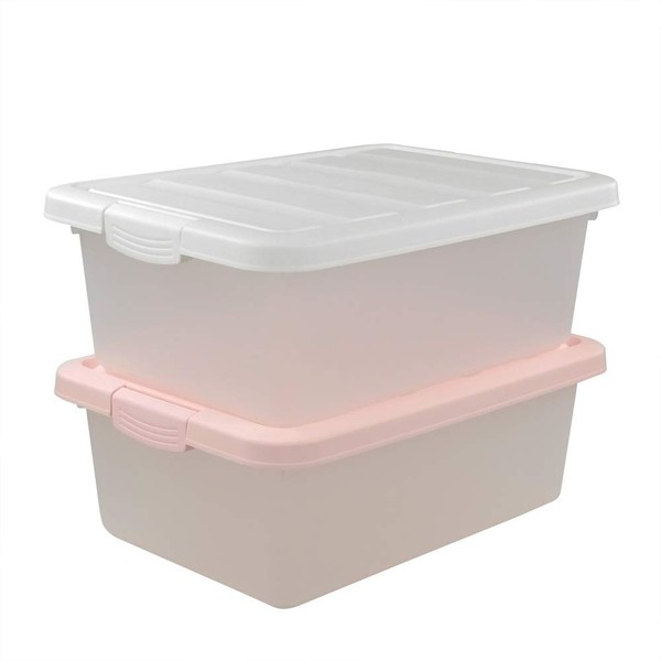 Yubine 2 Packs Plastic Storage Bin with Lid, 14 Quart