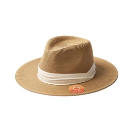 FURTALK Panama Hat Sun Hats for Women Men Wide Brim Fedora Straw Beach Hat UV UPF 50 Brown