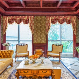 Loom and Mill Luxury Waterfall Valance for Living Room, Classic Damask Jacquard Swag Valances with Tassels, Red Swag Curtains for Bedroom Windows Banquet Christmas Decor, Rod Pocket(W79Inch,1 Panel)