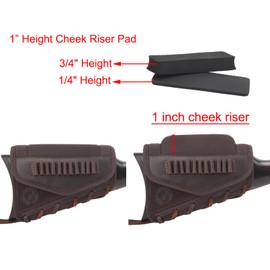 Leather Buttstock Shell Holder, Gun Stock Cover Cheek Rest Riser for .22, .17HMR, .22LR, .22MAG (Cheek Riser - Coffee)