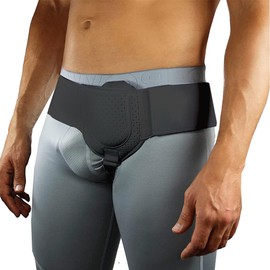 Faja para Hernia Inguinal Hombre Ajustable, Soporte para Hernia con Almohadillas de Compresión Extraíbles, Cinturón de Alivio de Hernia, Ligero y Transpirable para Hombres y Mujeres Negro