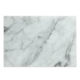 Ambesonne Marble Print Cutting Board, Granite Surface Motif Sketch Nature Effect and Cracks Antique Style Image, Decorative Tempered Glass Cutting and Serving Board, Large Size, Grey Dust White