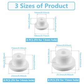24 PCS Bathtub Jet Covers Silicone Hole Plug White Tube Plugs Waterproof 3 Sizes Bathtub Plug Fit for 13mm 14mm 15mm Bathtub Hole