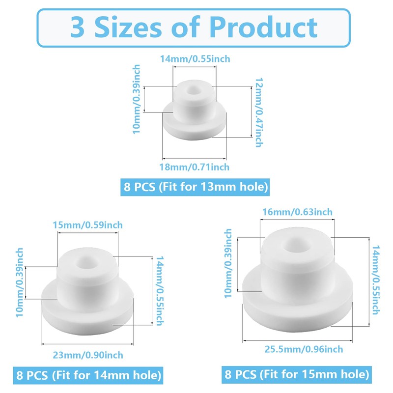 24 PCS Bathtub Jet Covers Silicone Hole Plug White Tube