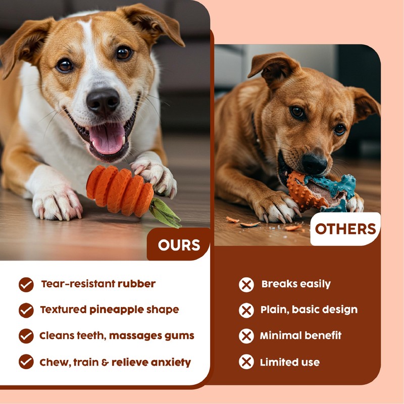 Maujii Pineapple Dog Toy - Durable Natural Rubber Dog Toys