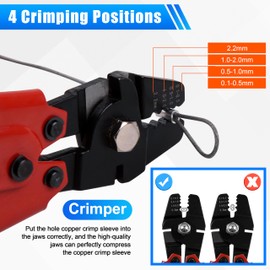 Fishing Crimping Tool Kit, High Carbon Steel Fishing Crimping Pliers Wire Rope Leader Crimping Tool with 500pcs Fishing Crimp Sleeves Beads Set, 4 Crimping Sizes