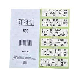 Bingosupermarket Bingo Tickets 600 Pad 6 To a Sheet 1-90 Perforated (Green)