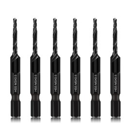 Set of 6 M3 Combination Drill & Tap Set, Thread Cutting Tools Size M3*0.5 with Black Anti-Corrosion Coating, 6mm Hex Shank and Storage Box