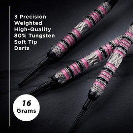 Viper by GLD Products Wings 80% Tungsten Soft Tip Darts with Storage/Travel Case, 16 Grams, Pink, One Size (21-1975-16)
