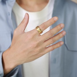 LAFATINA Lords Prayer Cross Spinner Ring Stainless Steel Punk Fidget Bands for Men Women Easter Christmas Birthday, Size 12