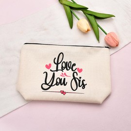 Love You Sister Gifts for Women Sister Makeup Cosmetic Bag for Big Little Sister Birthday Gifts for Girls Toiletry Bag for Big Lil Sis Makeup Pouch with Zipper