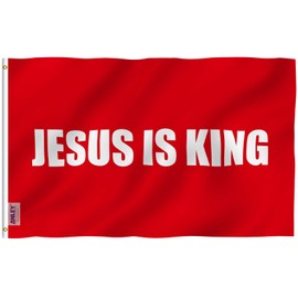 Anley Fly Breeze 3x5 Foot Jesus is King Flag - Vivid Color and Fade Proof - Canvas Header and Double Stitched - White Christian Flags Polyester with Brass Grommets 3 X 5 Ft