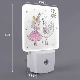 Chrobak LED Night Light,Ballerina Girl with Swan LED Night Light Plug into Wall with Dusk to Dawn Light Sensor White Energy Efficient Nightlight for Bedroom Bathroom Hallway Living Room Kitchen