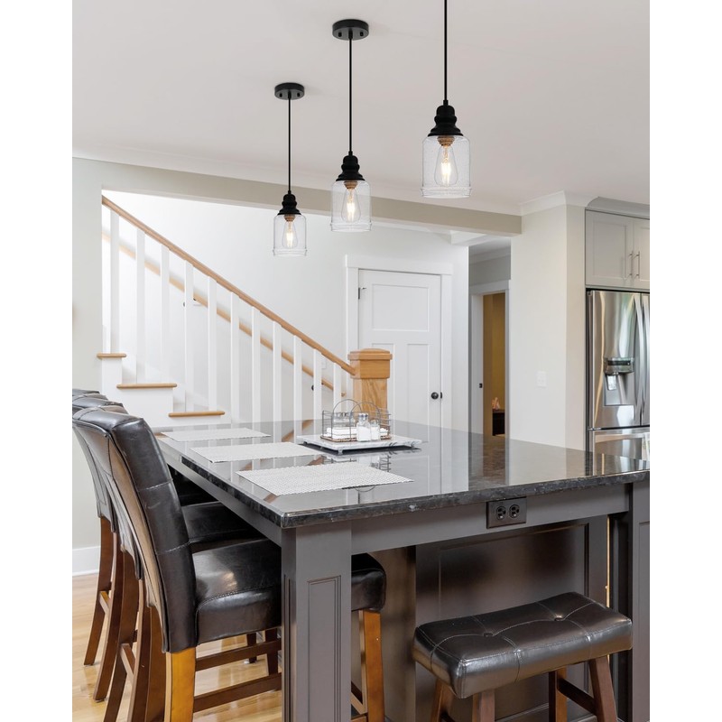 WILON Modern Glass Pendant Lights for Kitchen Island, 6.29" Mini