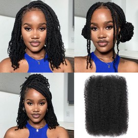 Afro Kinkys Bulk Human Hair -100% Real Human Hair for Mini Twist, Braiding, Loc Extensions & Crochet, 14 Inch 50g 4c Kinky Curly Hair Bundles, Natural Afro Bulk for Dreadlocks