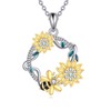 LWQQWL Bee Necklace for Women 925 Sterling Silver Sunflower Honeybee