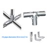 Pipe Connector, 4-Way Metal Clamp Fittings, Fit for 1" (O.D.