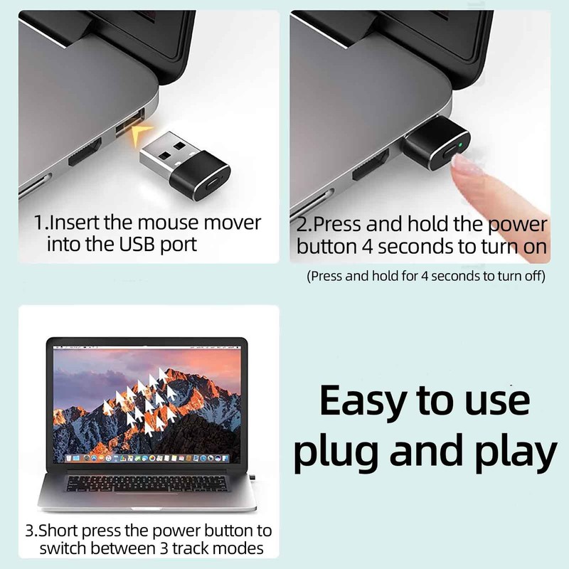 Sisyphy Mouse Jiggler USB A Port, Undetectable Mouse Emulator Auto