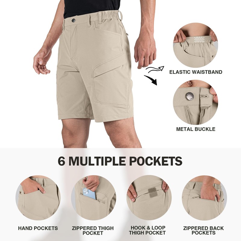 Stlight Men's Hiking Cargo Shorts 8"/10" Quick Dry Lightweight Casual