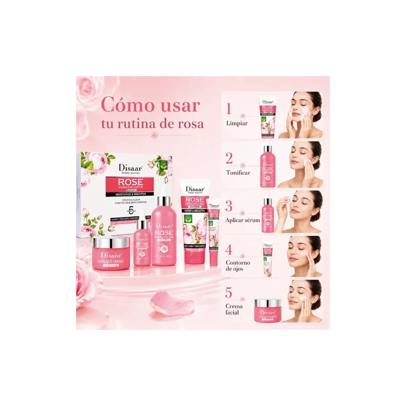Crema Extracto Rosas. Ceramidas, Arrugas, Hidratante, 5 Pzs