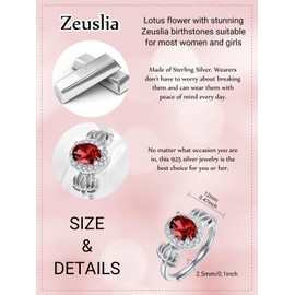 Lotus Flower Rings for Women Sterling Silver Lotus Birthstone Ring January Birthstone Lotus Flower Ring Garnet Lotus Ring Jewellery Gifts for Women